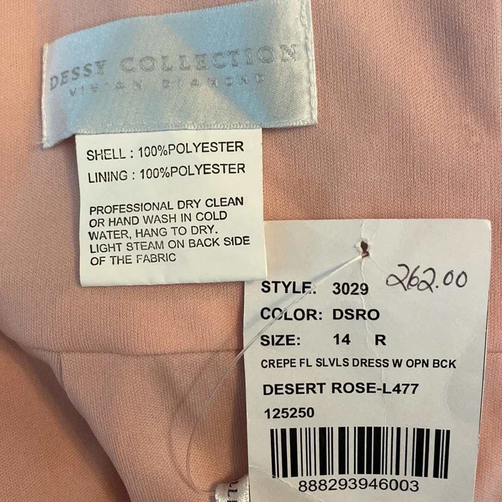 Dessy collection Open Back Gown in desert rose Size 14 New with tags Pink Maxi